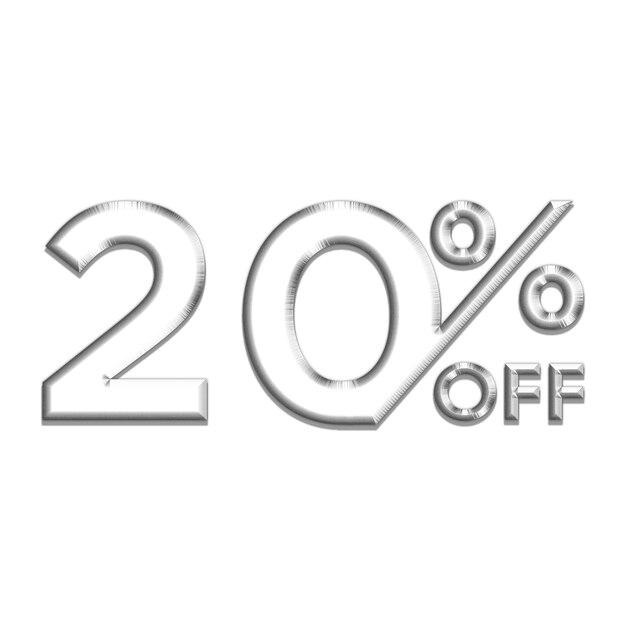 20 Percent Discount Offers Tag with Silver Style Design