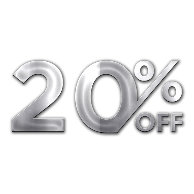 20 Percent Discount Offers Tag with Steel Style Design