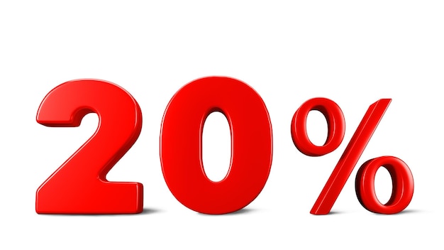 20 percentage off sign icon on white background 3D rendering illustration