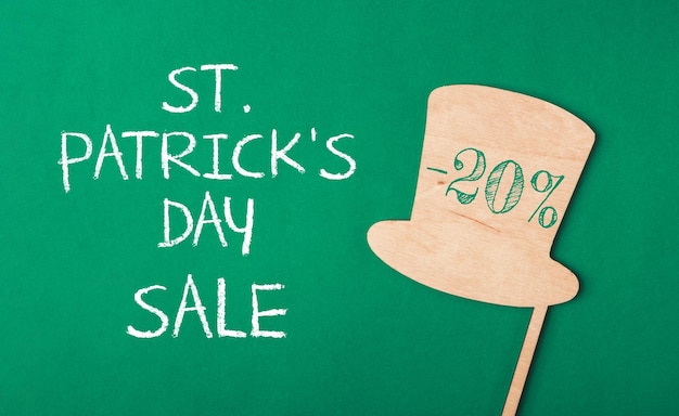 20 sale on Patrick39s Day on paper background