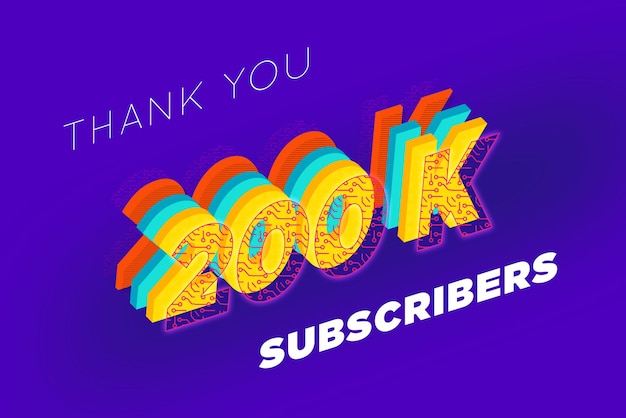 200 K subscribers celebration greeting banner with tech design