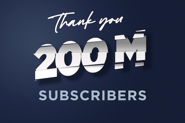 200 million subscribers celebration greeting banner with cutting design