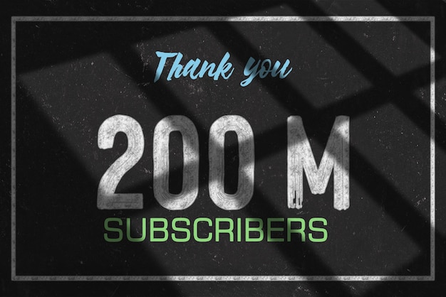 200 Million subscribers celebration greeting banner with multi chalk design