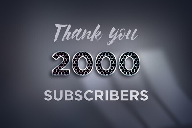 2000 subscribers celebration greeting banner with net design