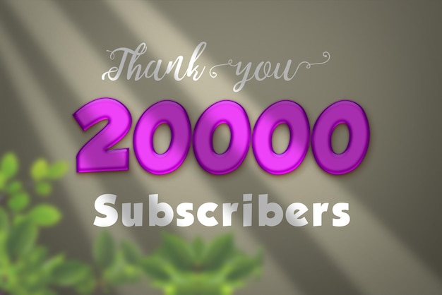 20000 abonnees feestgroetbanner met vloeibaar ontwerp