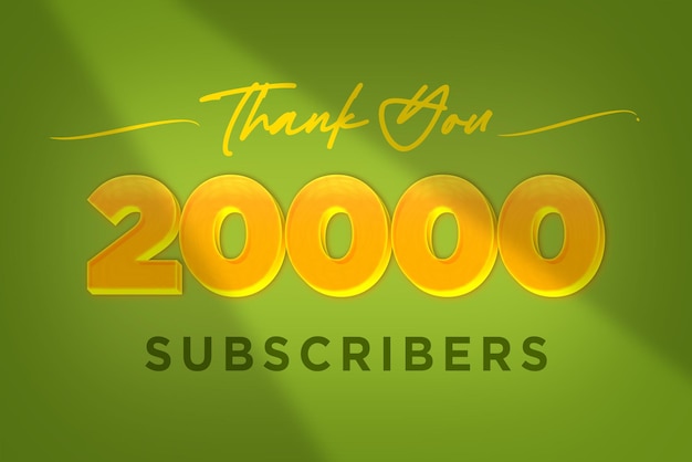 20000 subscribers celebration greeting banner with Yellow design