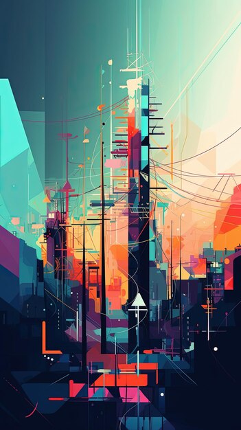 201 urban energy graphic poster design vibrant urban tones wallpaper Generative AI