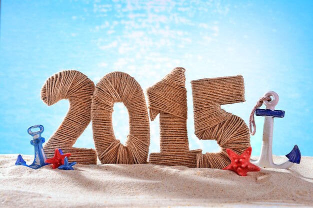 Photo 2015 sign on beach sand