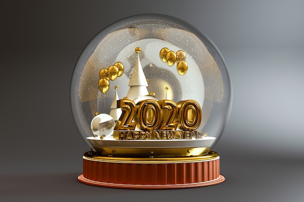 Tipografia 2020 e felice anno nuovo all'interno di una cupola