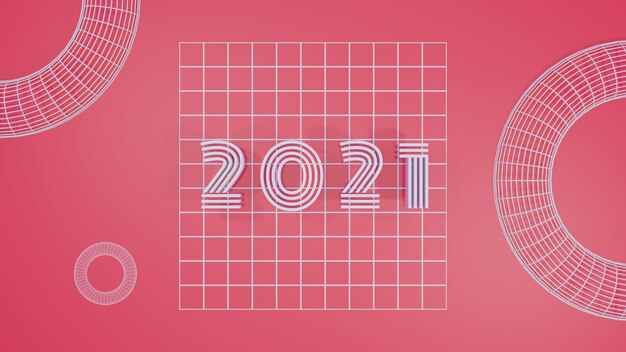 Foto 2021 gelukkig nieuwjaar 3d-rendering illustratie