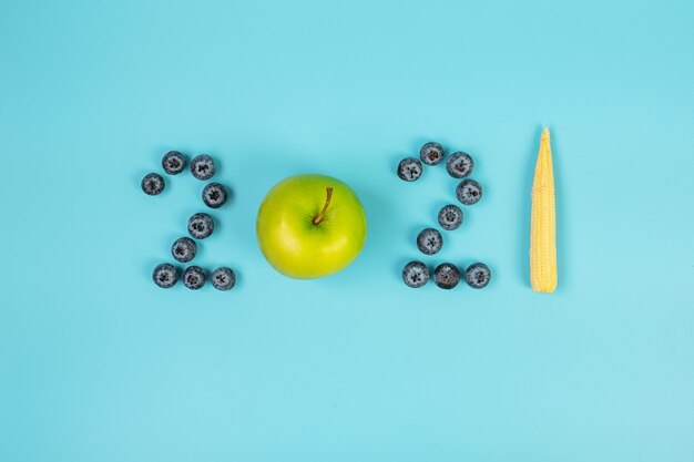 2021年明けましておめでとうございます果物と野菜で新しいあなた