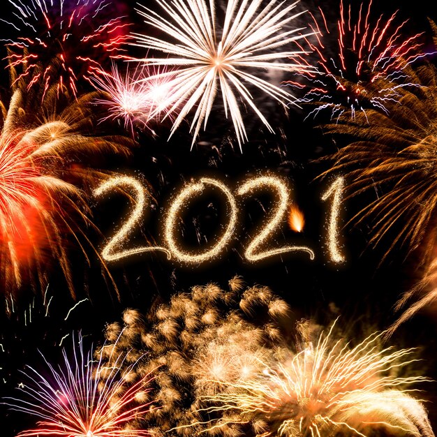 2021 New Year fireworks colorful background