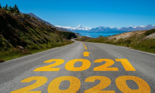 2021 new year road trip travel and future vision concept