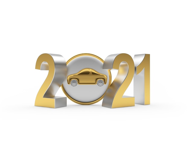 2021 nummers en auto 3d-element