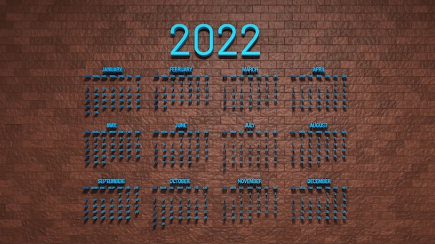 2022 год 3D календарь фон