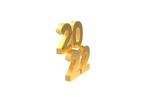 2022 3d gold text isolated on white background