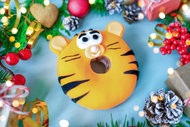 2022 chinees nieuwjaar van tiger dessert donut