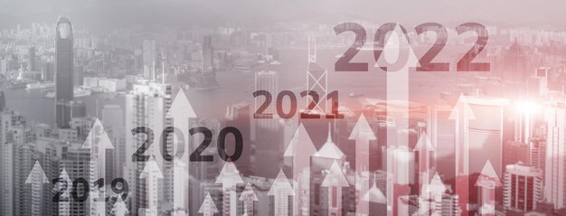 2022 concept Graaf van economische groei Corpotare concept nieuw jaar Gemengde media