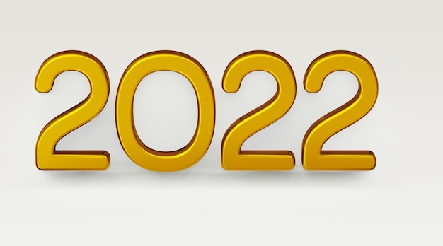 2022 golden 3D numbers golden text 3d illustration