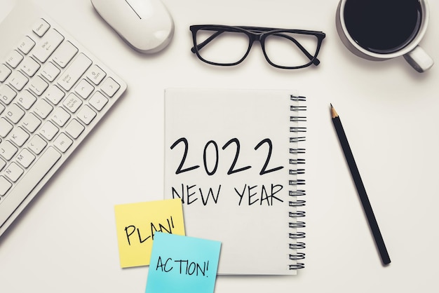 Foto elenco degli obiettivi e piani per la risoluzione del felice anno nuovo 2022