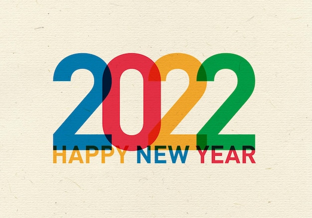 Photo 2022 happy new year vintage card from the world in different languages and colors