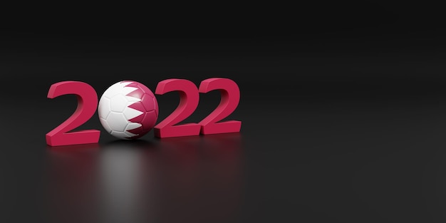 Фото 2022 год в трехмерных числах с футбольным мячом с флагом катара с копией пространства 3d иллюстрация