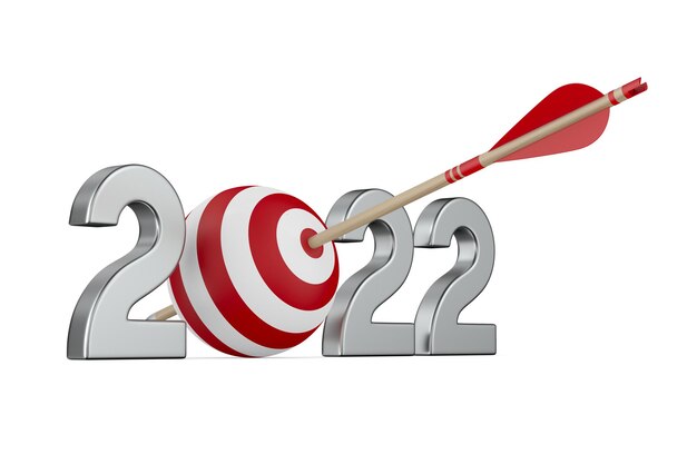 2022 new year on white background. Isolated 3D illustration