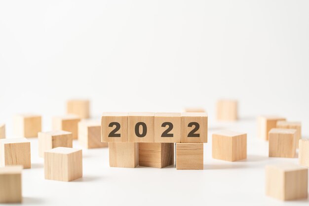 2022 on wood block Business idea and concept