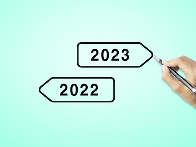 2023 2022 en een gelukkig nieuwjaarsscherm wensen