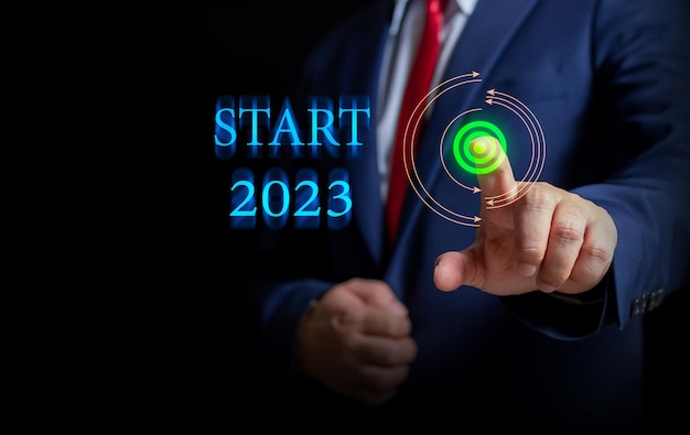 2023 비즈니스 개념새해 2023년 또는 곧장 개념 시작2023년 긍정적인 지표