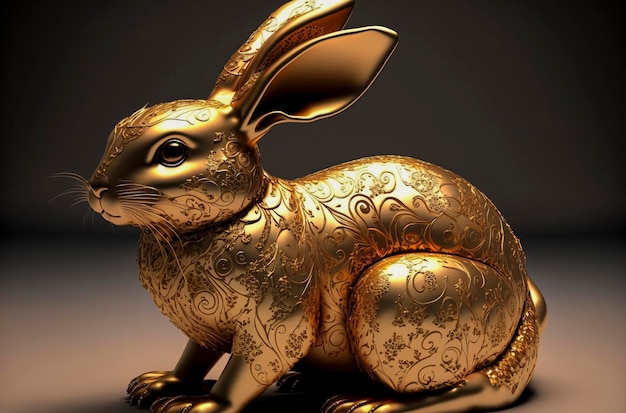 2023 Chinees Jaar van de Lucky Golden Rabbit-illustratie, gemaakt met generatieve AI-technologie