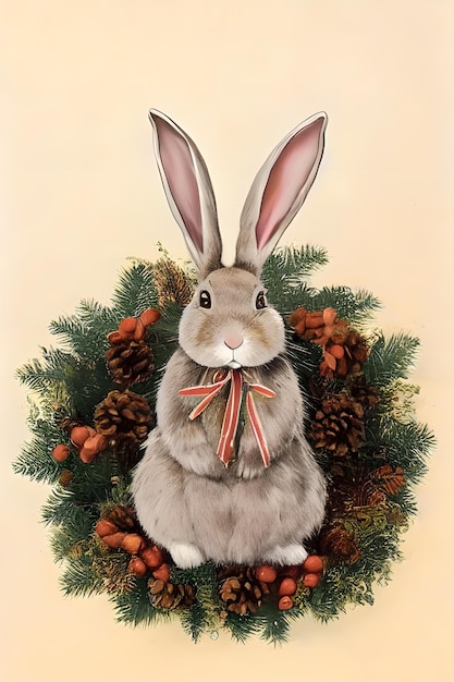 A 2023 Christmas bunny postcard