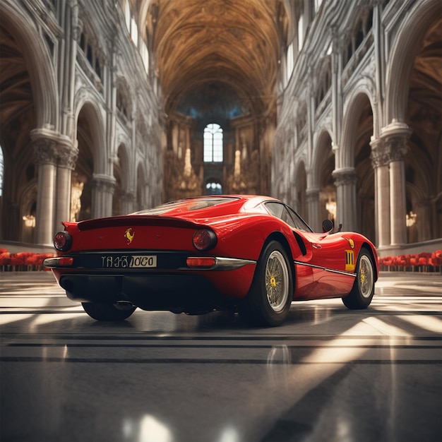 A 2023 Ferrari 246 In Milan Duomo Perfect Composition Beautiful Detailed Intricate Insanely Detail