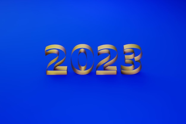 Photo 2023 happy new year blue background. 3d illustration