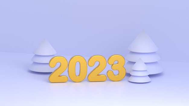 2023 happy new year design 3d rendering