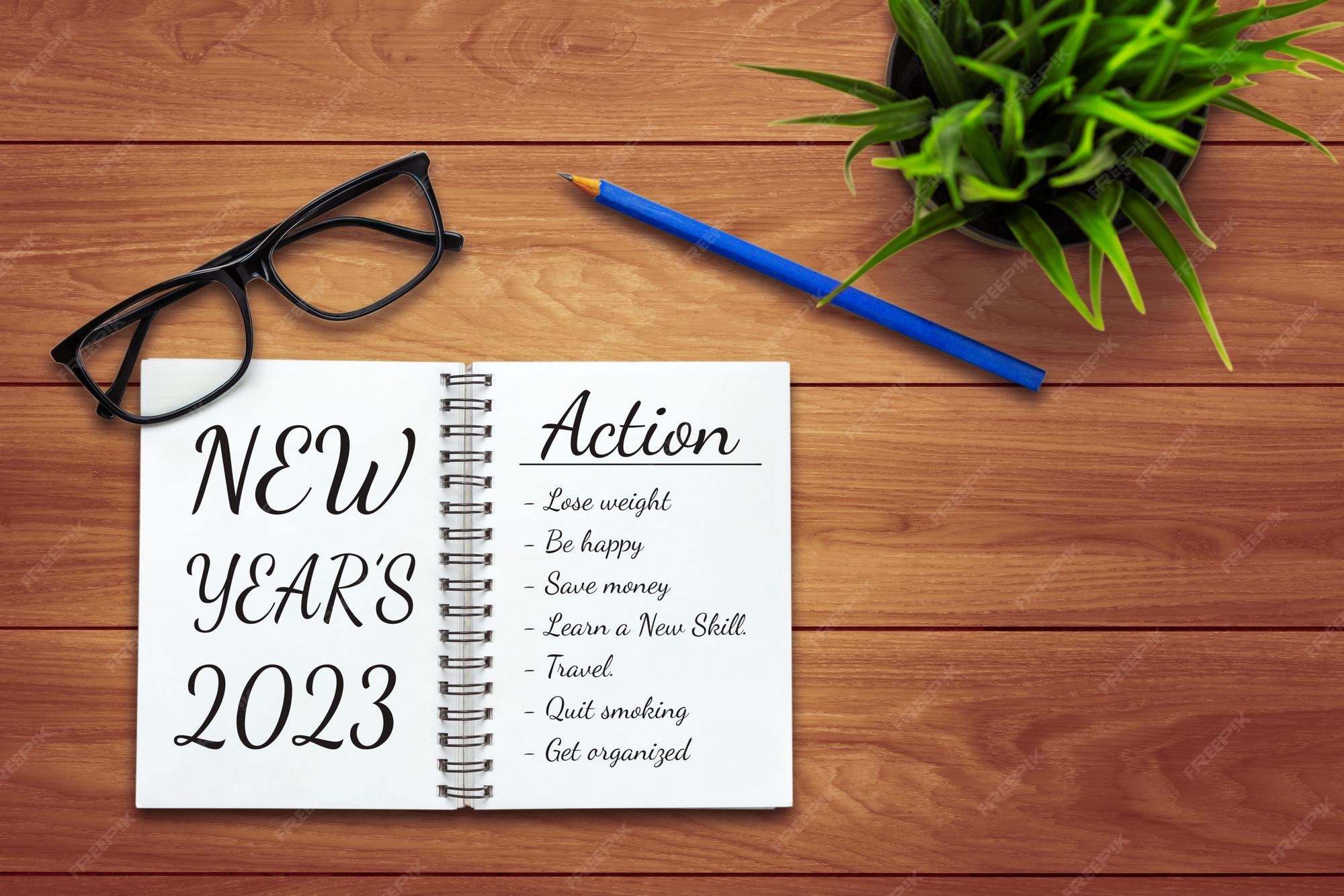 Premium Photo 2023 Happy New Year Resolution Goal List and Plans Setting