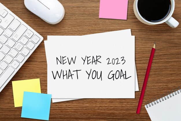 Photo 2023 happy new year resolution goal list and plans setting