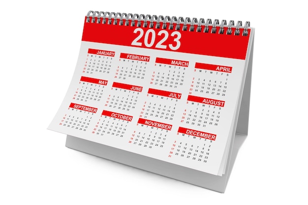 2023 Jaar Desktop Kalender 3D-rendering