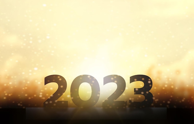 2023 new year, gold bokeh sun sky texture, sunrise hope\
landscape background, soft blur smooth