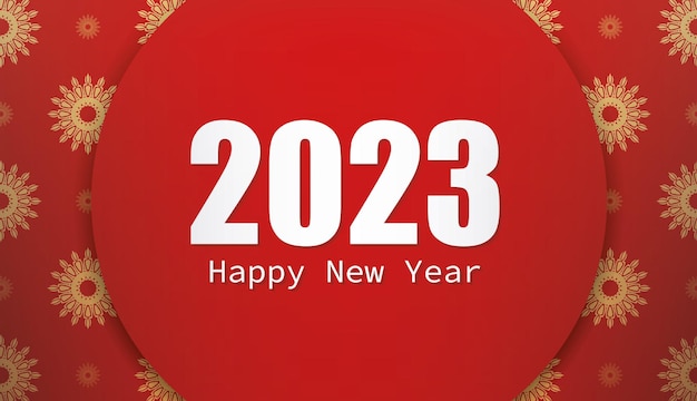 写真 美しい装飾が施された2023年新年の赤い豪華なバナー