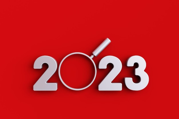 2023 New Year Search Concept with Magnifier