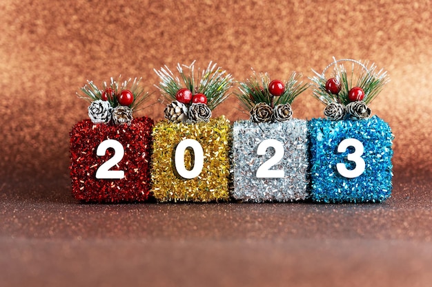 写真 クリスマス ギフト ボックス新年のお祝いの 2023年番号