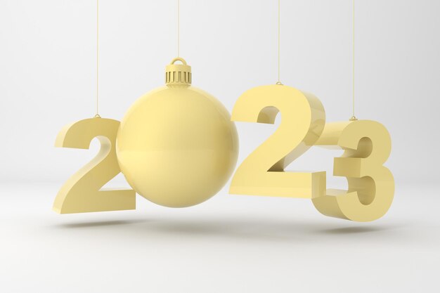 2023 with ornament in white background