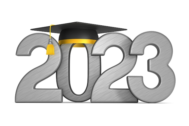 写真 2023 年と卒業キャップ ホワイト バック グラウンド分離 3 d イラスト