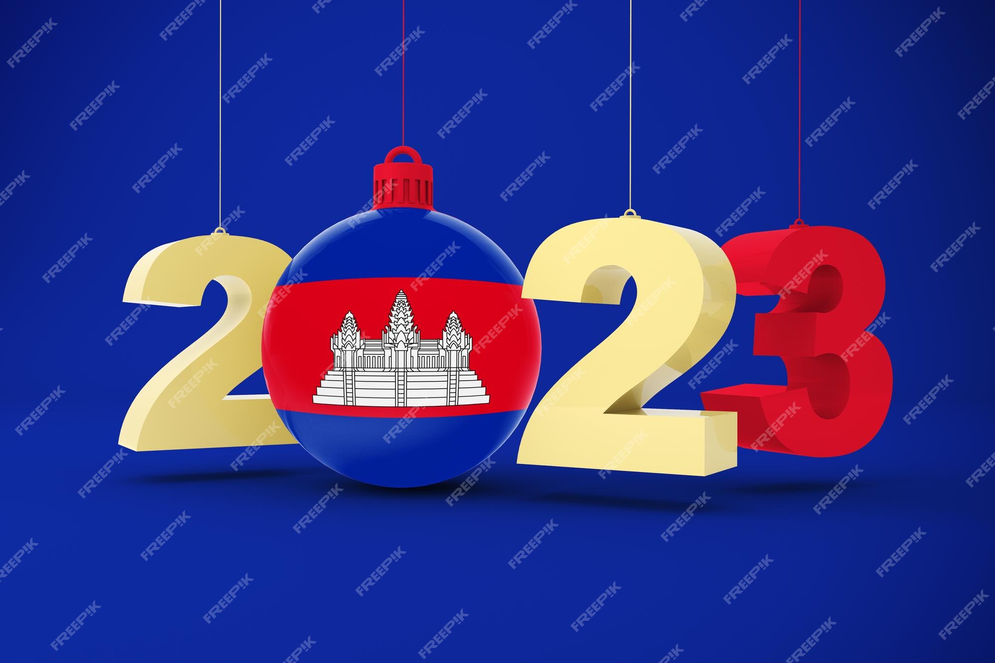 Premium Photo | 2023 year with cambodia flag