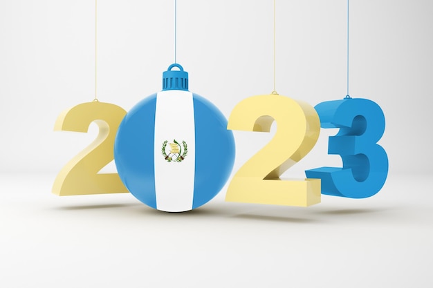 Premium Photo | 2023 year with guatemala flag
