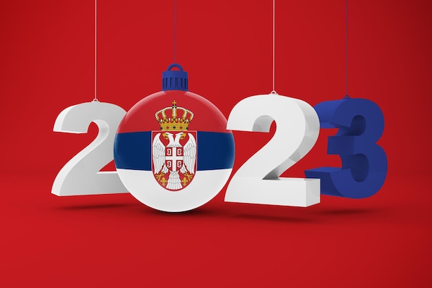 Foto 2023 anno con la bandiera della serbia