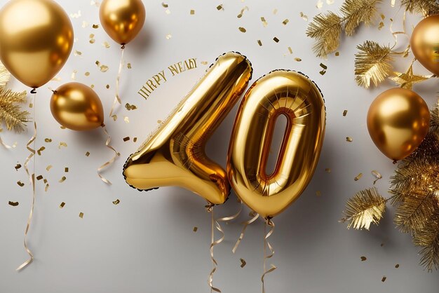 Photo 2024 3d realistic gold foil balloons merry christmas and happy new year 2024 greeting card vector illustration eps10