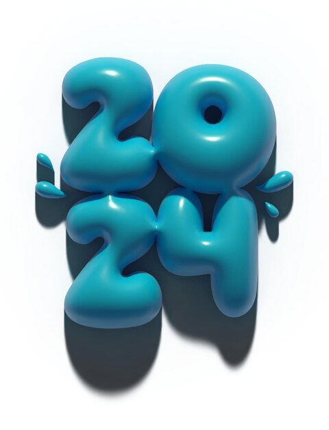 2024 Alphabet Number 3D Isometric Cube Render Donkere Grijze Oranje Kleur.