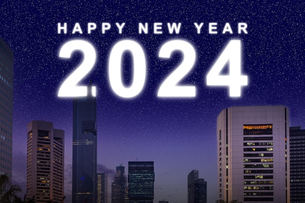 写真 2024 年と現代の都市景観 2024 年明けましておめでとうございます